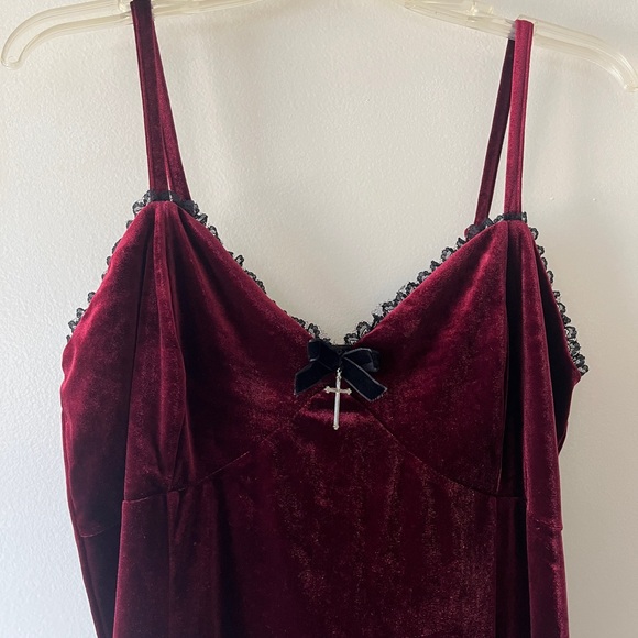 Hot Topic Velvet Burgundy Slip Dress - Picture 3 of 5